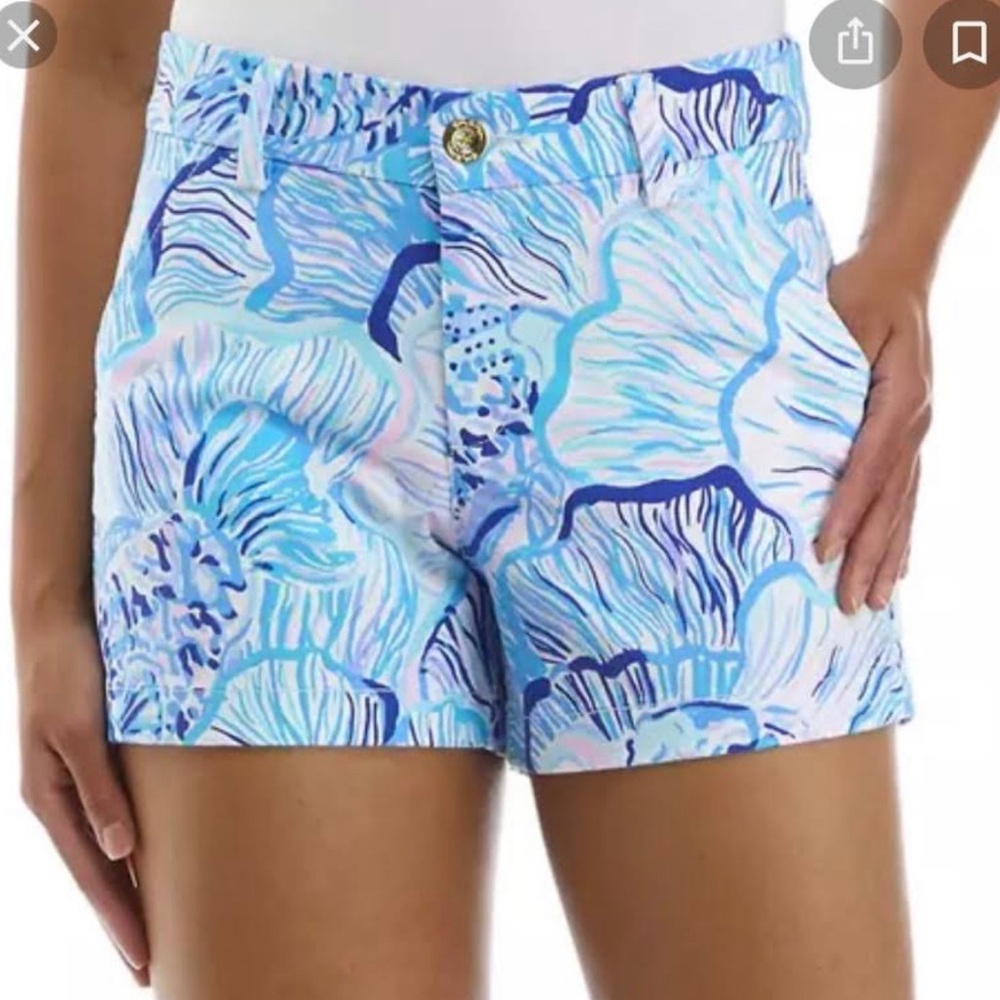 Lilly Pulitzer Women Callahan Stretch Short Bermuda Blue Fishful Thinking 6 NWT